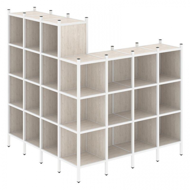 Loft Угловой внешний стеллаж наборный VR.L-60 Денвер Светлый/Металл Белый 1694*1694*1869