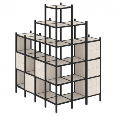 Loft Угловой внешний стеллаж наборный VR.L-56 Денвер Светлый/Металл Черный 1694*1278*2280