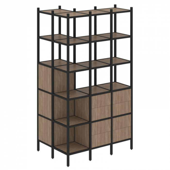 Лофт Угловой внешний стеллаж наборный VR.L-54 Дуб Аризона/Металл Черный 862*1278*2280