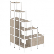 Loft Угловой внешний стеллаж наборный VR.L-59 Дуб Аттик/Металл Белый 1278*1278*2280