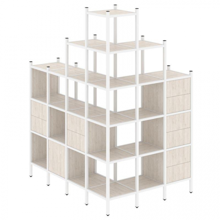 Loft Угловой внешний стеллаж наборный VR.L-56 Денвер Светлый/Металл Белый 1694*1278*2280