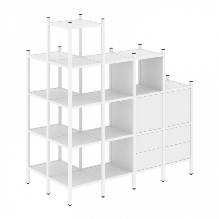 Loft Угловой внешний стеллаж наборный VR.L-58 Белый Бриллиант/Металл Белый 862*1694*1869