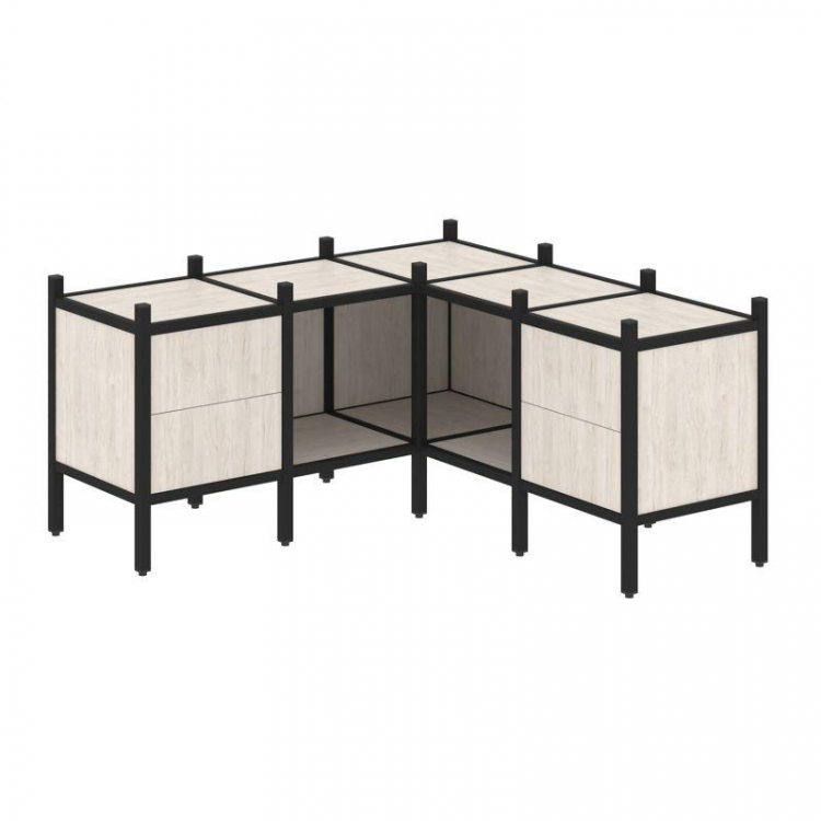 Loft Угловой внутренний стеллаж VR.L-27 Денвер Светлый/Металл Черный 1278*1278*636