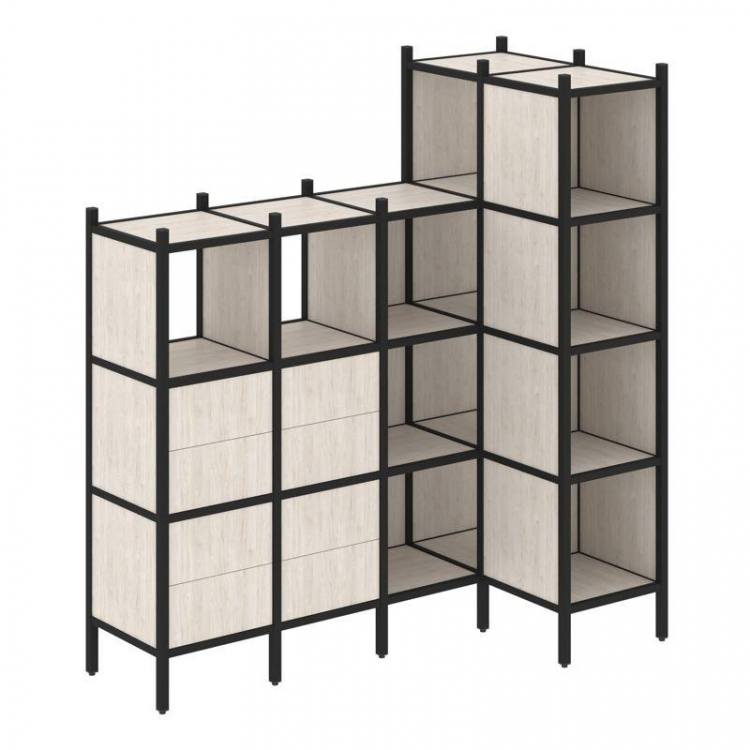 Loft Угловой внутренний стеллаж VR.L-47 Денвер Светлый/Металл Черный 1694*862*1869