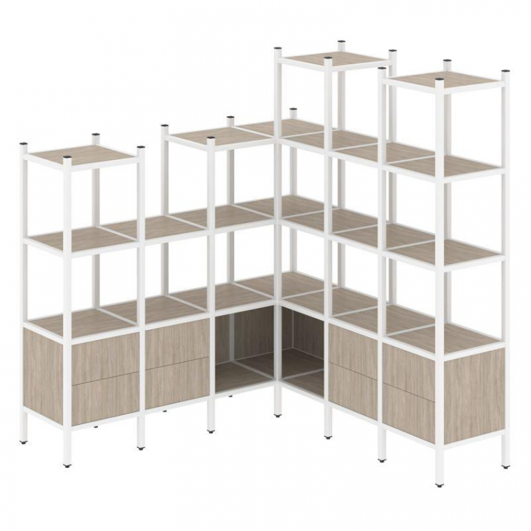 Loft Угловой внутренний стеллаж VR.L-41 Дуб Аттик/Металл Белый 1694*1694*1869