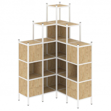 Loft Угловой внутренний стеллаж VR.L-45 Тиквуд Светлый/Металл Белый 1278*1278*2280
