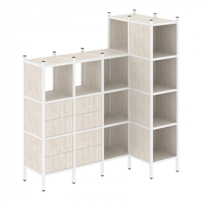 Loft Угловой внутренний стеллаж VR.L-47 Денвер Светлый/Металл Белый 1694*862*1869