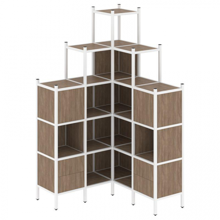 Loft Угловой внутренний стеллаж VR.L-45 Дуб Аризона/Металл Белый 1278*1278*2280