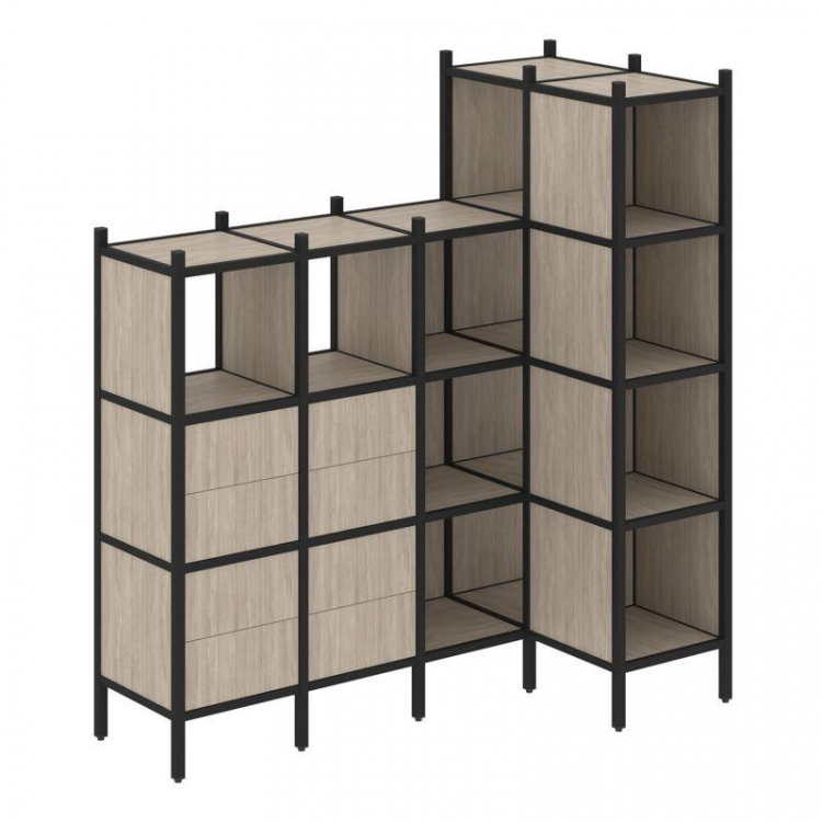 Loft Угловой внутренний стеллаж VR.L-47 Дуб Аттик/Металл Черный 1694*862*1869