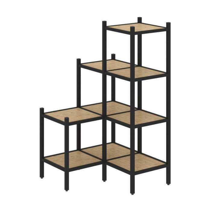 Loft Угловой внутренний стеллаж VR.L-36 Тиквуд Светлый/Металл Черный 862*862*1458