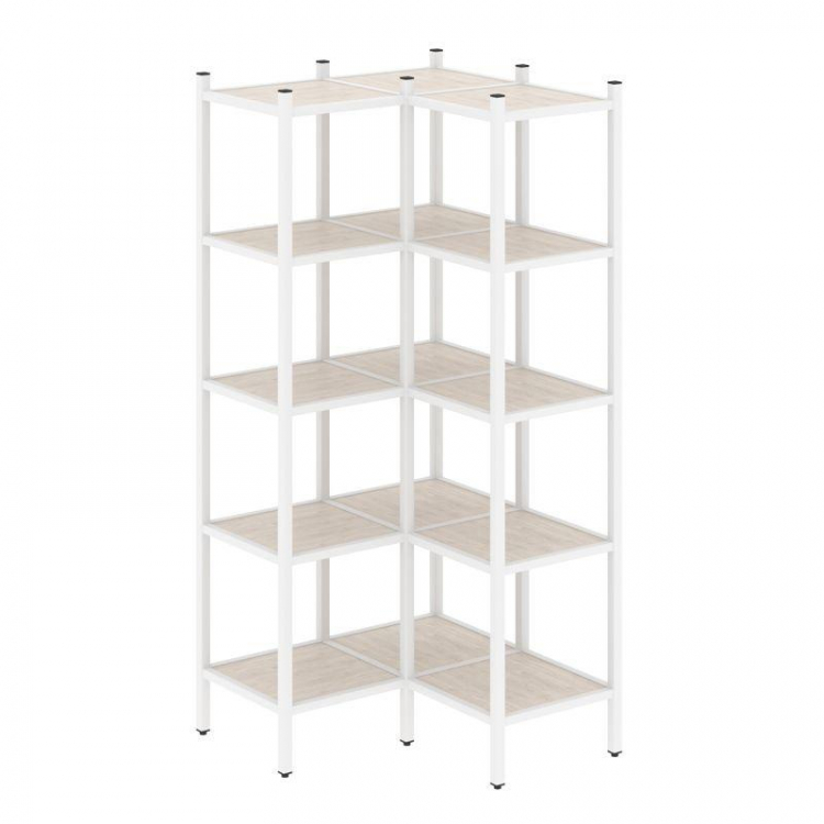 Loft Угловой внутренний стеллаж VR.L-32 Денвер Светлый/Металл Белый 862*862*1869