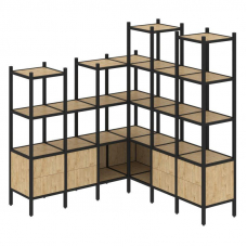 Loft Угловой внутренний стеллаж VR.L-41 Тиквуд Светлый/Металл Черный 1694*1694*1869