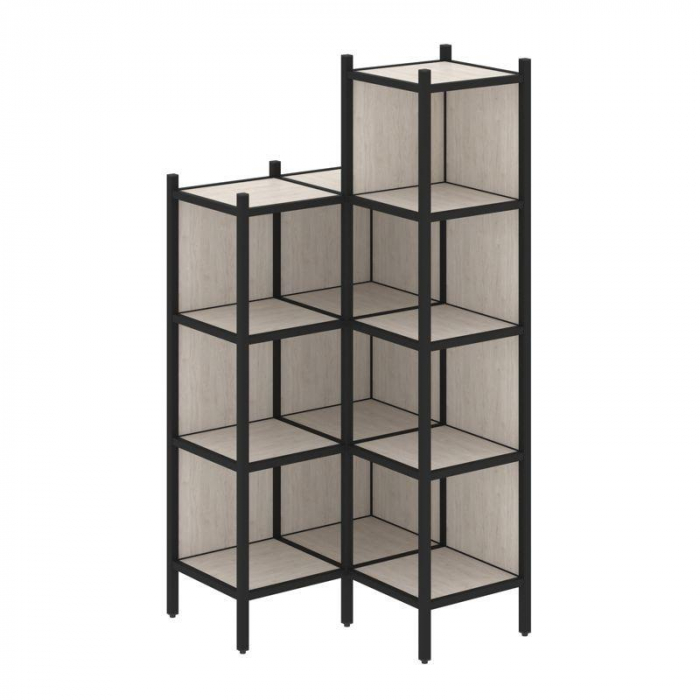 Лофт Угловой внутренний стеллаж VR.L-38 Денвер Светлый/Металл Черный 862*862*1869