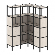 Loft Угловой внутренний стеллаж VR.L-33 Денвер Светлый/Металл Черный 1278*1278*1869