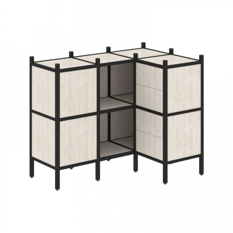 Loft Угловой внутренний стеллаж VR.L-28 Денвер Светлый/Металл Черный 1278*862*1047