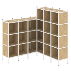 Loft Угловой внутренний стеллаж VR.L-50 Тиквуд Светлый/Металл Белый 1694*1694*1869