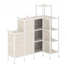 Loft Угловой внутренний стеллаж VR.L-48 Денвер Светлый/Металл Белый 1694*862*1869