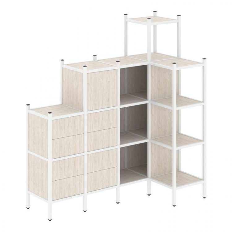 Loft Угловой внутренний стеллаж VR.L-48 Денвер Светлый/Металл Белый 1694*862*1869