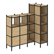 Loft Угловой внутренний стеллаж VR.L-47 Тиквуд Светлый/Металл Черный 1694*862*1869