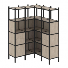 Loft Угловой внутренний стеллаж VR.L-33 Дуб Аттик/Металл Черный 1278*1278*1869