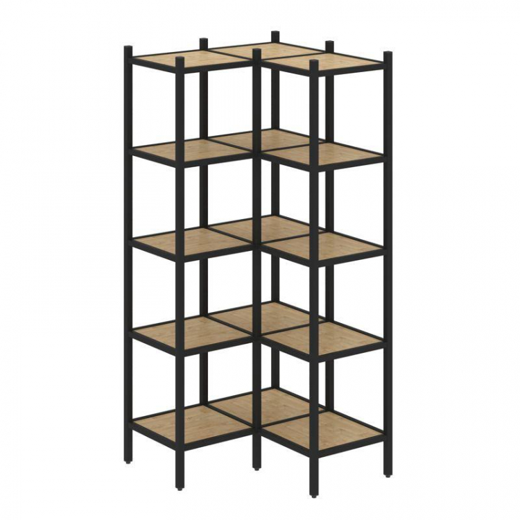 Loft Угловой внутренний стеллаж VR.L-32 Тиквуд Светлый/Металл Черный 862*862*1869