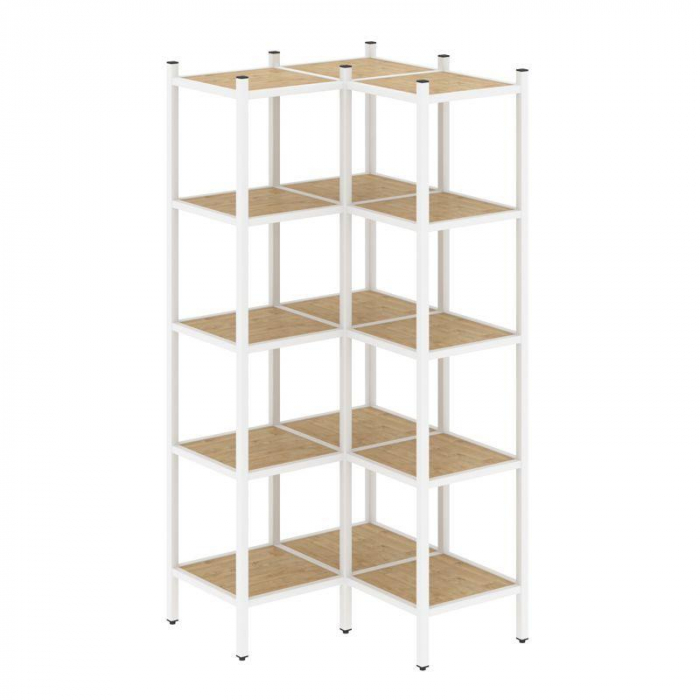 Loft Угловой внутренний стеллаж VR.L-32 Тиквуд Светлый/Металл Белый 862*862*1869