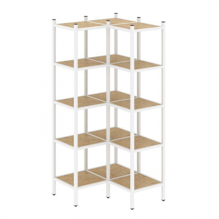 Loft Угловой внутренний стеллаж VR.L-32 Тиквуд Светлый/Металл Белый 862*862*1869