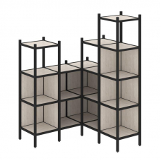 Loft Угловой внутренний стеллаж VR.L-39 Денвер Светлый/Металл Черный 1278*1278*1869