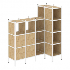 Loft Угловой внутренний стеллаж VR.L-47 Тиквуд Светлый/Металл Белый 1694*862*1869