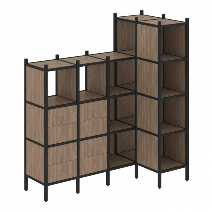 Лофт Угловой внутренний стеллаж VR.L-47 Дуб Аризона/Металл Черный 1694*862*1869