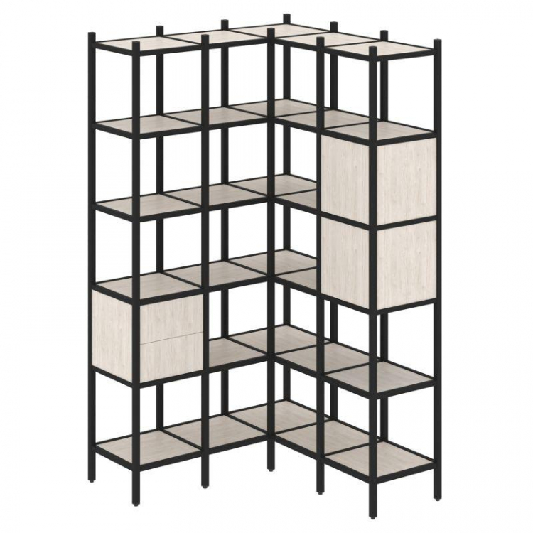 Loft Угловой внутренний стеллаж VR.L-34 Денвер Светлый/Металл Черный 1278*1278*2280