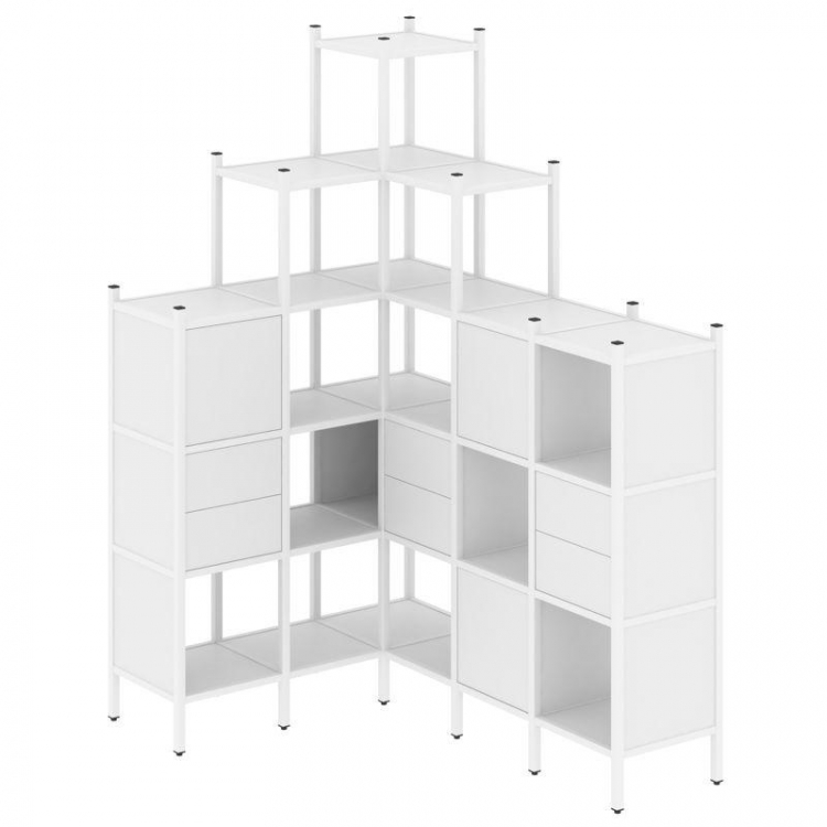 Loft Угловой внутренний стеллаж VR.L-43 Белый Бриллиант/Металл Белый 1278*1694*2280