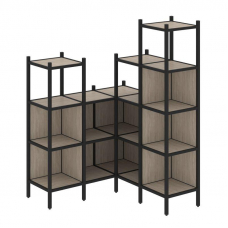 Loft Угловой внутренний стеллаж VR.L-39 Дуб Аттик/Металл Черный 1278*1278*1869