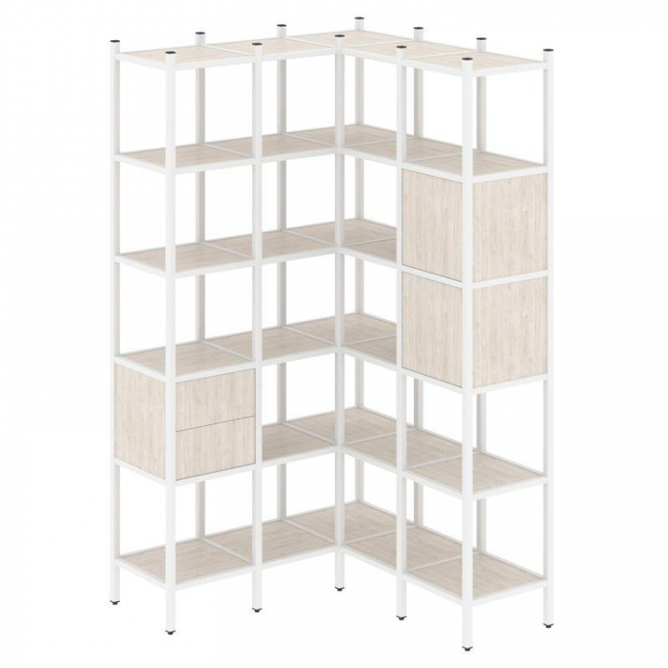 Loft Угловой внутренний стеллаж VR.L-34 Денвер Светлый/Металл Белый 1278*1278*2280