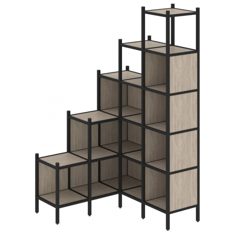 Loft Угловой внутренний стеллаж VR.L-49 Дуб Аттик/Металл Черный 1278*1278*2280