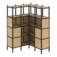 Loft Угловой внутренний стеллаж VR.L-33 Тиквуд Светлый/Металл Черный 1278*1278*1869