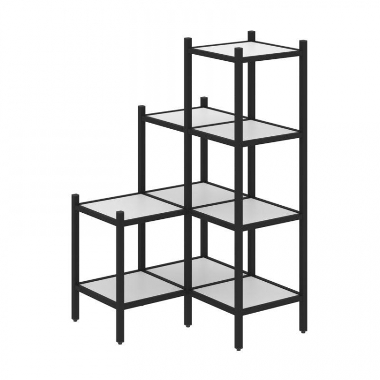 Loft Угловой внутренний стеллаж VR.L-36 Белый Бриллиант/Металл Черный 862*862*1458