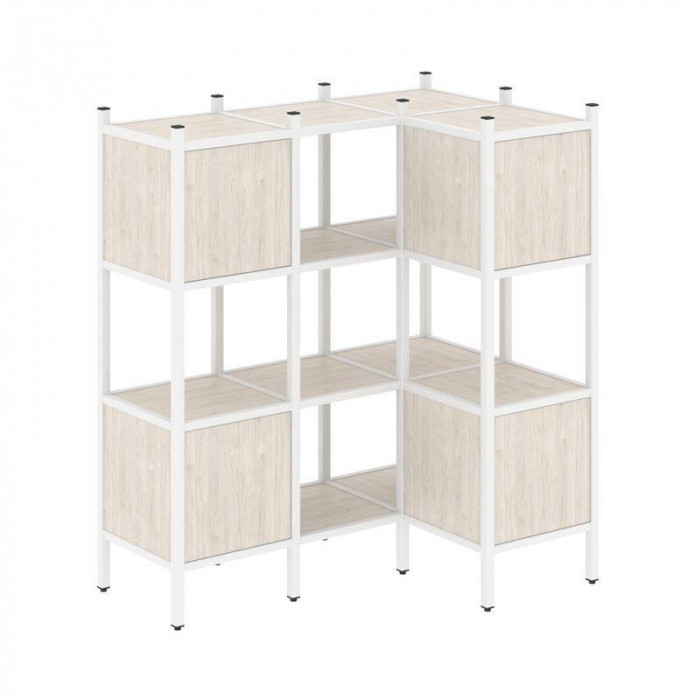 Лофт Угловой внутренний стеллаж VR.L-29 Денвер Светлый/Металл Белый 1278*862*1458
