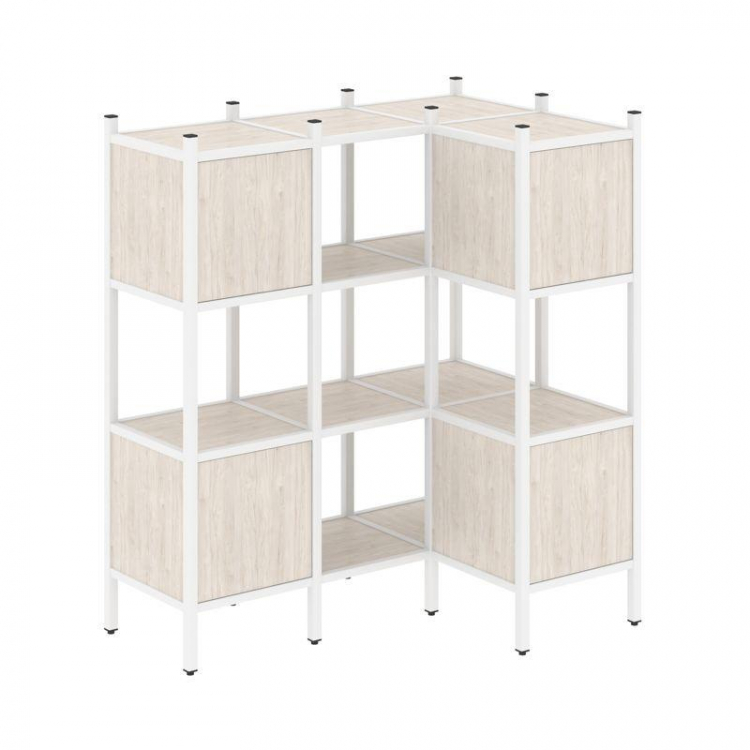 Loft Угловой внутренний стеллаж VR.L-29 Денвер Светлый/Металл Белый 1278*862*1458