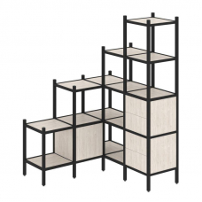 Loft Угловой внутренний стеллаж VR.L-40 Денвер Светлый/Металл Черный 1278*1278*1869