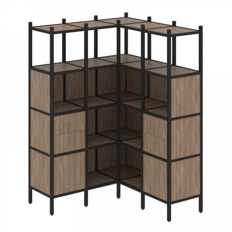 Loft Угловой внутренний стеллаж VR.L-33 Дуб Аризона/Металл Черный 1278*1278*1869