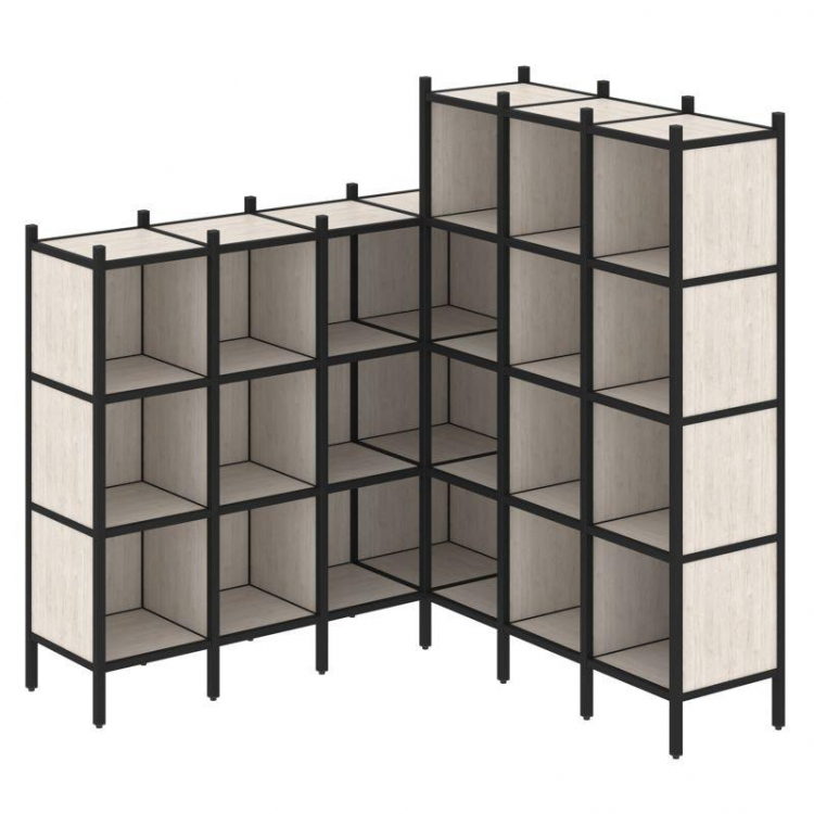 Loft Угловой внутренний стеллаж VR.L-50 Денвер Светлый/Металл Черный 1694*1694*1869