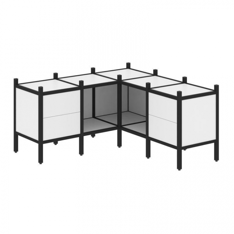 Loft Угловой внутренний стеллаж VR.L-27 Белый Бриллиант/Металл Черный 1278*1278*636