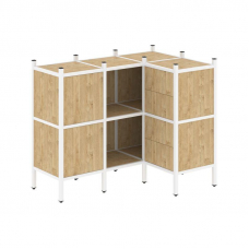 Loft Угловой внутренний стеллаж VR.L-28 Тиквуд Светлый/Металл Белый 1278*862*1047