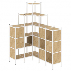 Loft Угловой внутренний стеллаж VR.L-43 Тиквуд Светлый/Металл Белый 1278*1694*2280