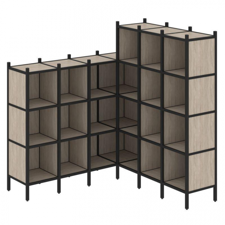 Loft Угловой внутренний стеллаж VR.L-50 Дуб Аттик/Металл Черный 1694*1694*1869