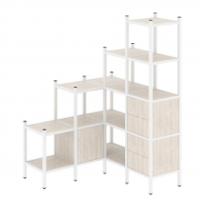 Loft Угловой внутренний стеллаж VR.L-40 Денвер Светлый/Металл Белый 1278*1278*1869