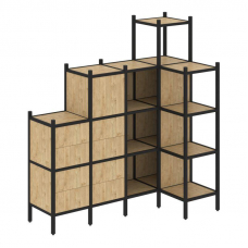 Loft Угловой внутренний стеллаж VR.L-48 Тиквуд Светлый/Металл Черный 1694*862*1869