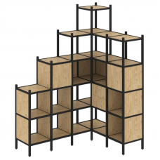 Loft Угловой внутренний стеллаж VR.L-44 Тиквуд Светлый/Металл Черный 1694*1278*2280