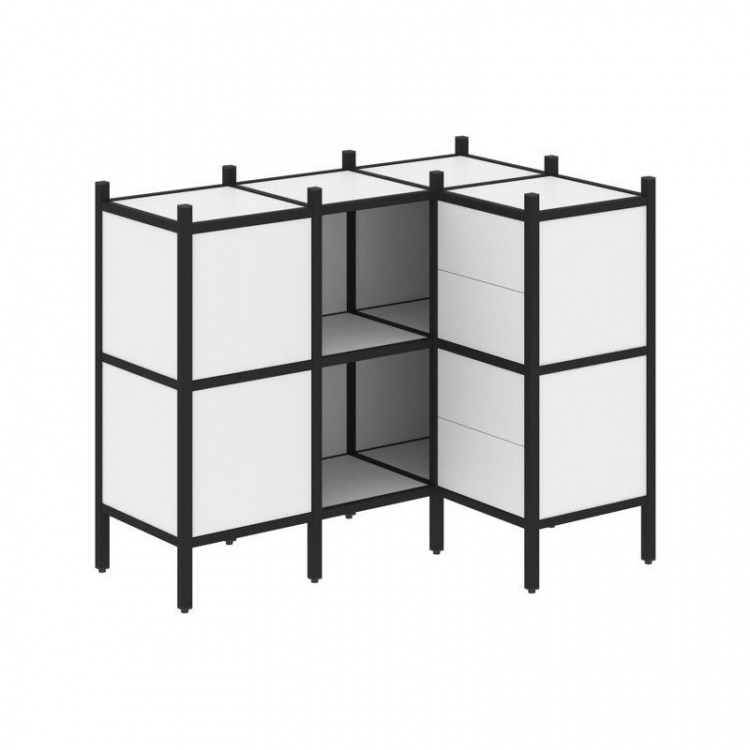 Loft Угловой внутренний стеллаж VR.L-28 Белый Бриллиант/Металл Черный 1278*862*1047